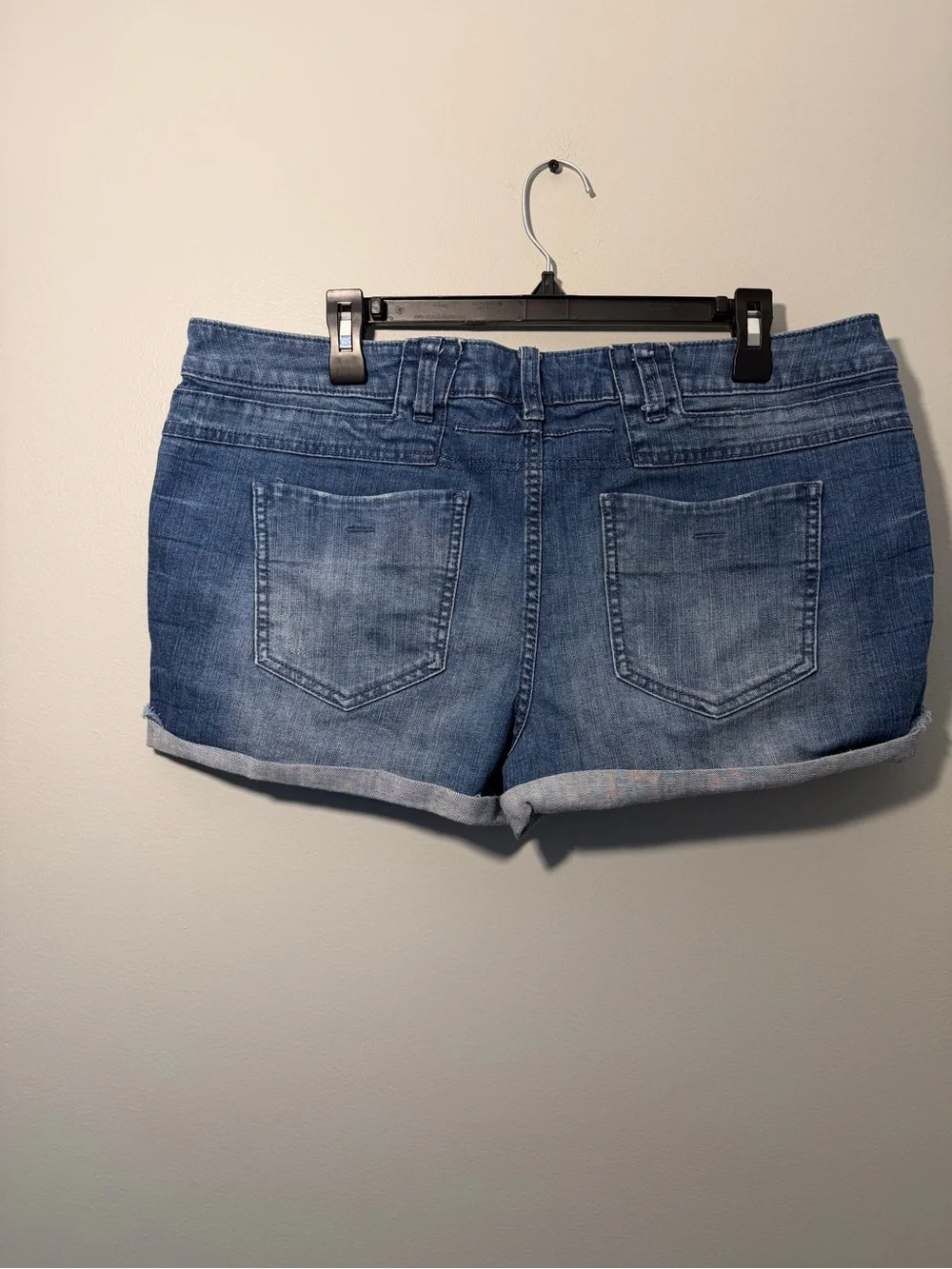 Elle Distressed Blue Denim Rolled Cuff Shorts
